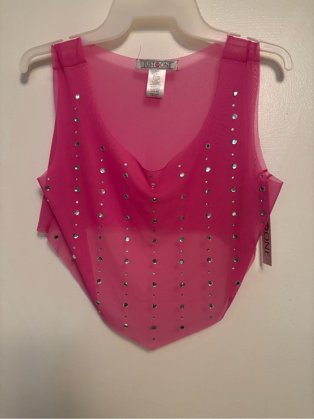 Hot Pink Studded Mesh Shrug Top